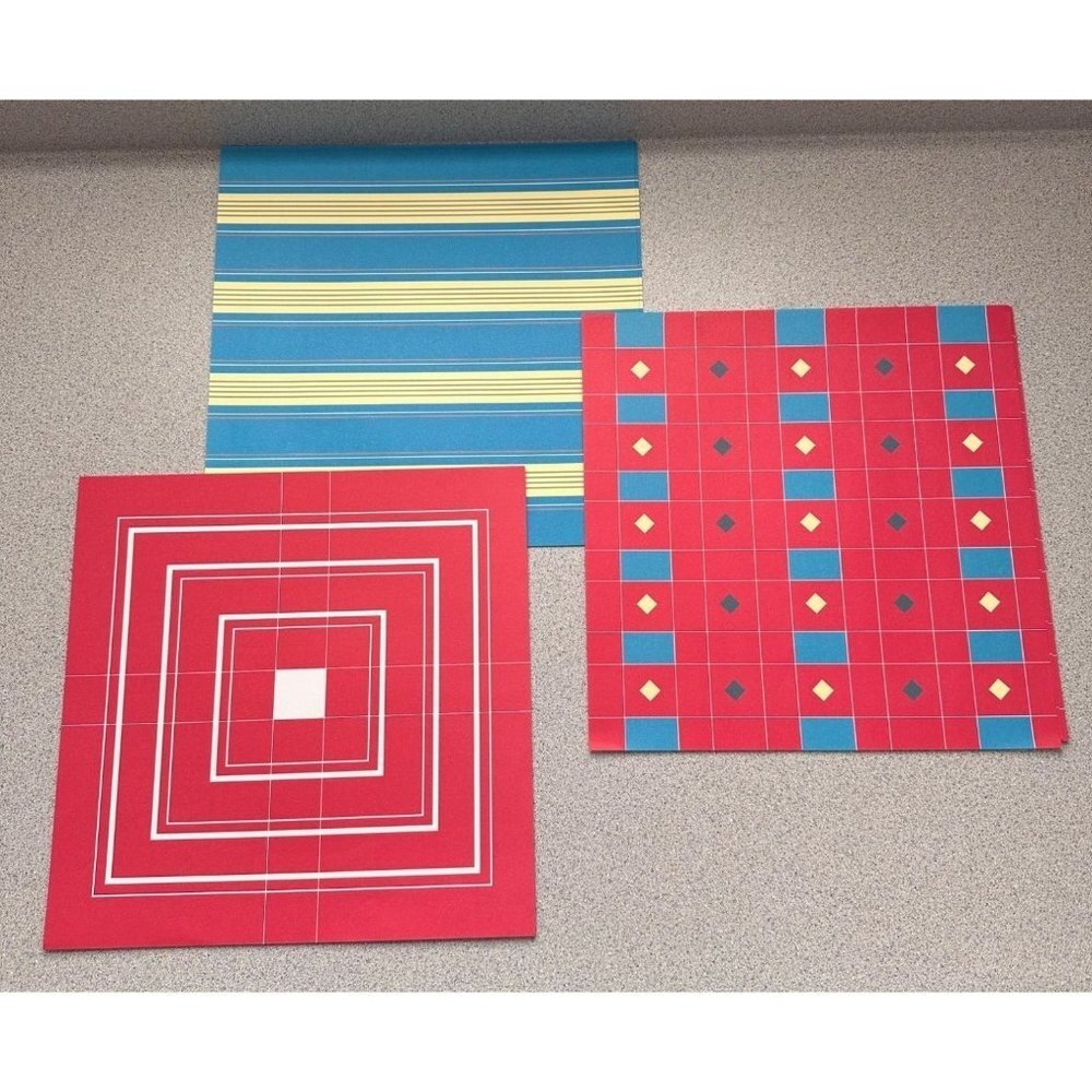 12 X 12 Scrapbooking Paper Lot of 14Pc Red Blue Geometric Stripe